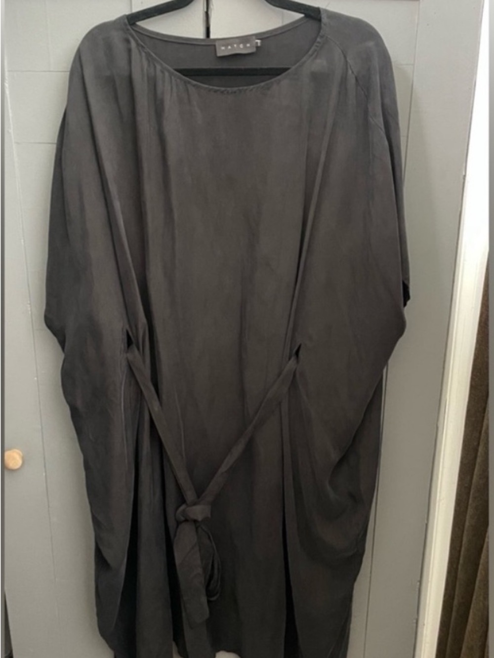 Hatch Black Draped Caftan with Tie Belt O/S